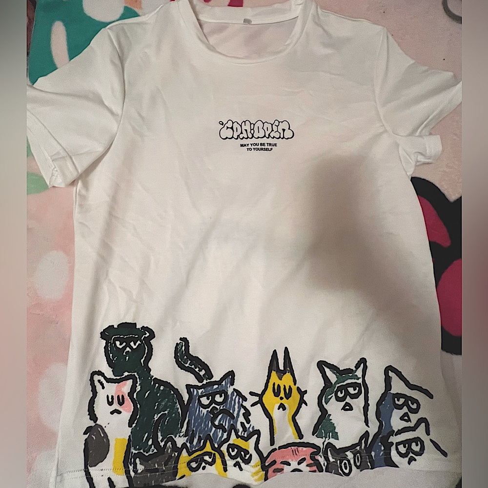 men slogan and cartoon graphic tee